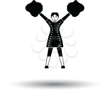 American football cheerleader girl icon. White background with shadow design. Vector illustration.