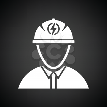 Electric engineer icon. Black background with white. Vector illustration.