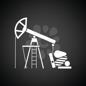 Oil pump icon. Black background with white. Vector illustration.