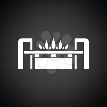 Gas burner icon. Black background with white. Vector illustration.