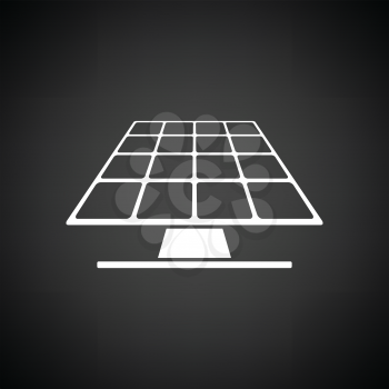 Solar energy panel icon. Black background with white. Vector illustration.