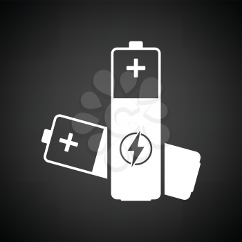 Electric battery icon. Black background with white. Vector illustration.