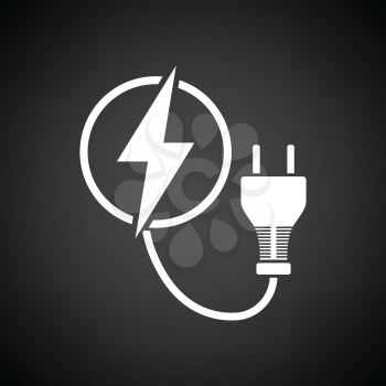 Electric plug icon. Black background with white. Vector illustration.