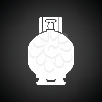 Gas cylinder icon. Black background with white. Vector illustration.