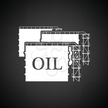 Oil tank storage icon. Black background with white. Vector illustration.