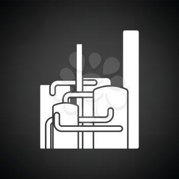 Chemical plant icon. Black background with white. Vector illustration.