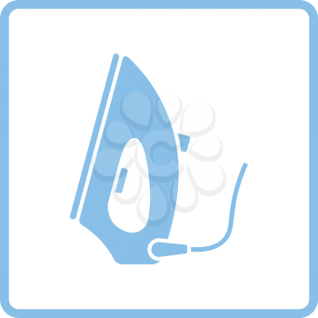 Steam iron icon. Blue frame design. Vector illustration.