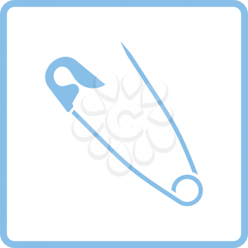 Tailor safety pin icon. Blue frame design. Vector illustration.