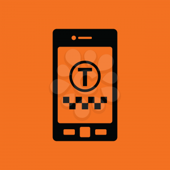 Taxi service mobile application icon. Orange background with black. Vector illustration.