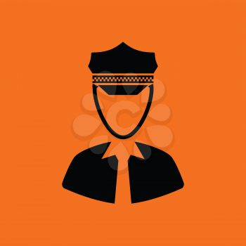 Taxi driver icon. Orange background with black. Vector illustration.