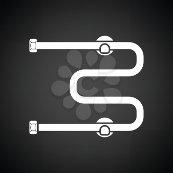 Towel dryer icon. Black background with white. Vector illustration.