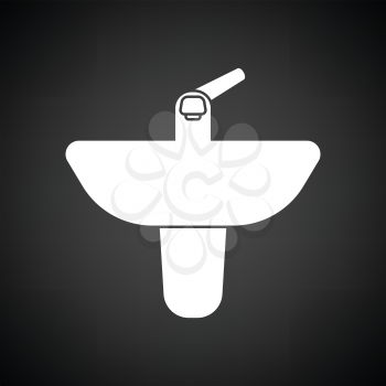 Wash basin icon. Black background with white. Vector illustration.
