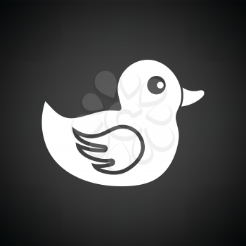 Bath duck icon. Black background with white. Vector illustration.