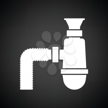 Bathroom siphon icon. Black background with white. Vector illustration.