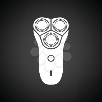 Electric shaver icon. Black background with white. Vector illustration.
