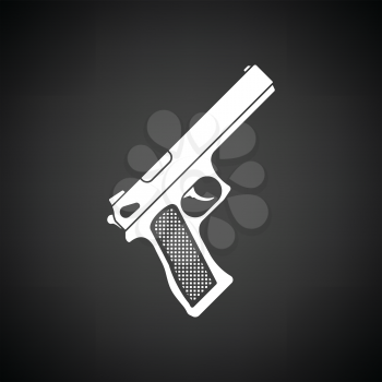 Gun icon. Black background with white. Vector illustration.