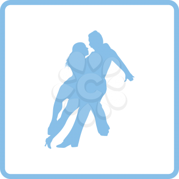 Dancing pair icon. Blue frame design. Vector illustration.