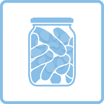 Canned cucumbers icon. Blue frame design. Vector illustration.