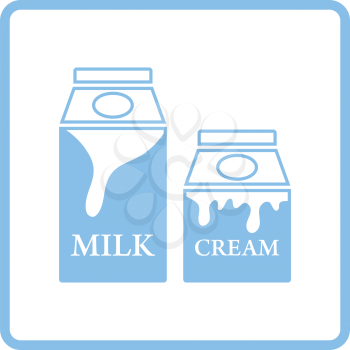Milk and cream container icon. Blue frame design. Vector illustration.
