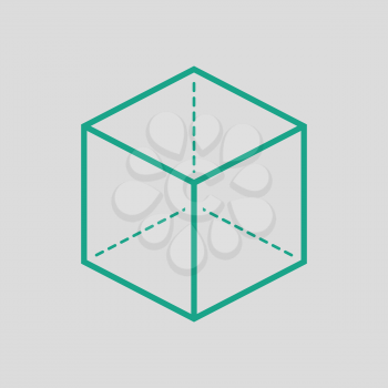 Cube with projection icon. Gray background with green. Vector illustration.