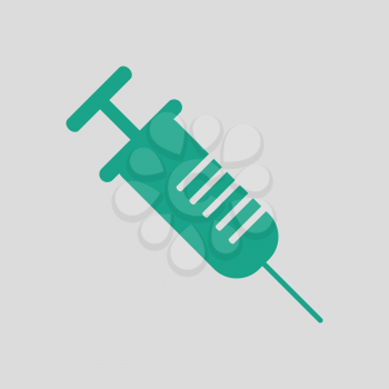 Syringe icon. Gray background with green. Vector illustration.