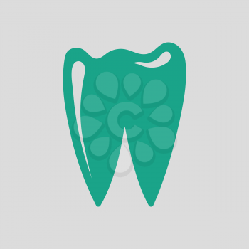 Tooth icon. Gray background with green. Vector illustration.