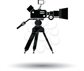 Movie camera icon. White background with shadow design. Vector illustration.