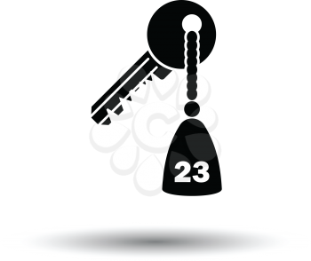 Hotel room key icon. White background with shadow design. Vector illustration.