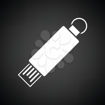 USB flash icon. Black background with white. Vector illustration.