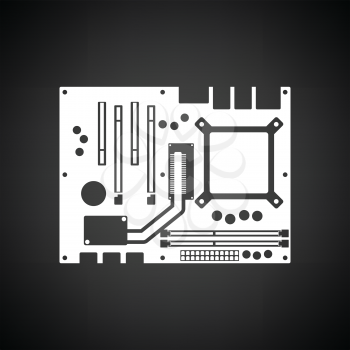 Motherboard icon. Black background with white. Vector illustration.