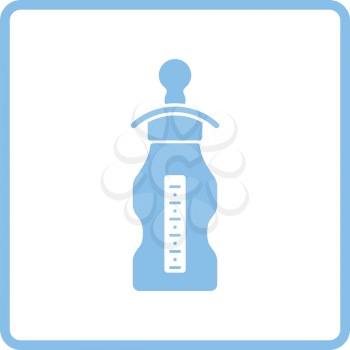 Baby bottle ico. Blue frame design. Vector illustration.