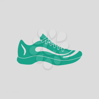 Sneaker icon. Gray background with green. Vector illustration.