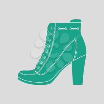 Ankle boot icon. Gray background with green. Vector illustration.