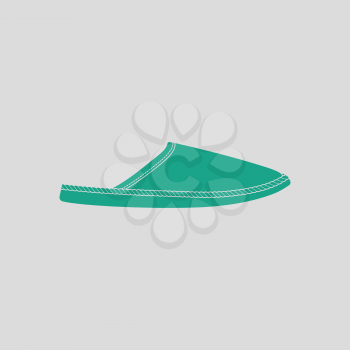 Man home slipper icon. Gray background with green. Vector illustration.