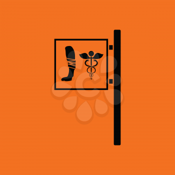Vet clinic icon. Orange background with black. Vector illustration.