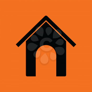 Dog house icon. Orange background with black. Vector illustration.
