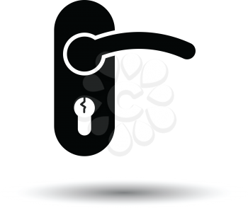 Door handle icon. White background with shadow design. Vector illustration.