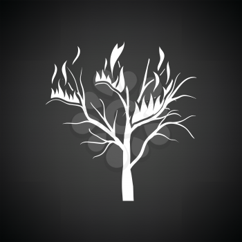 Wildfire icon. Black background with white. Vector illustration.