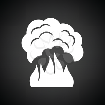 Fire and smoke icon. Black background with white. Vector illustration.
