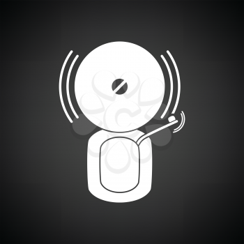 Fire alarm icon. Black background with white. Vector illustration.