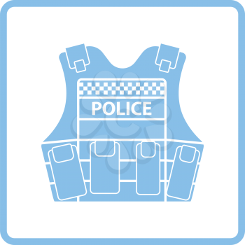Police vest icon. Blue frame design. Vector illustration.