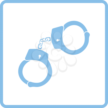 Police handcuff icon. Blue frame design. Vector illustration.