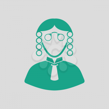 Judge icon. Gray background with green. Vector illustration.