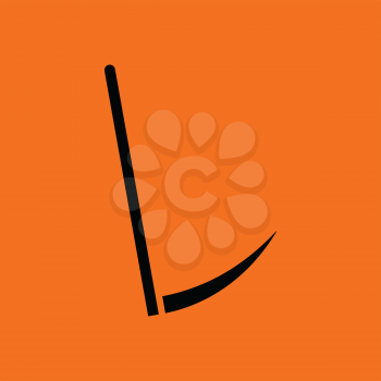 Scythe icon. Orange background with black. Vector illustration.