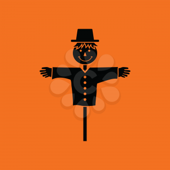 Scarecrow icon. Orange background with black. Vector illustration.