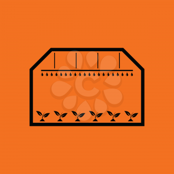 Greenhouse icon. Orange background with black. Vector illustration.