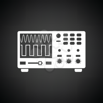 Oscilloscope icon. Black background with white. Vector illustration.
