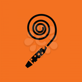 Party whistle icon. Orange background with black. Vector illustration.