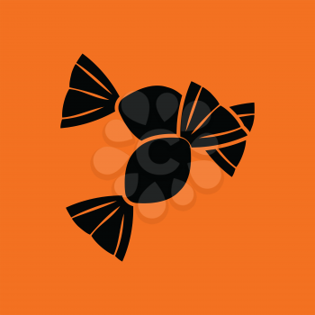 Candy icon. Orange background with black. Vector illustration.