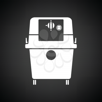 Vacuum cleaner icon. Black background with white. Vector illustration.